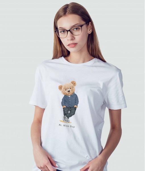 Дамска тениска с щампа Мечета Mr. Nice guy bear